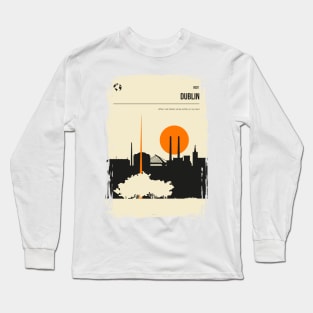 Dublin Ireland Vintage Minimal Book Cover Travel Poster Long Sleeve T-Shirt